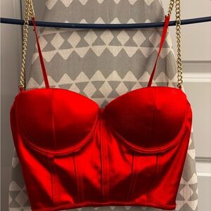 Red Satin Women's Bustier Top